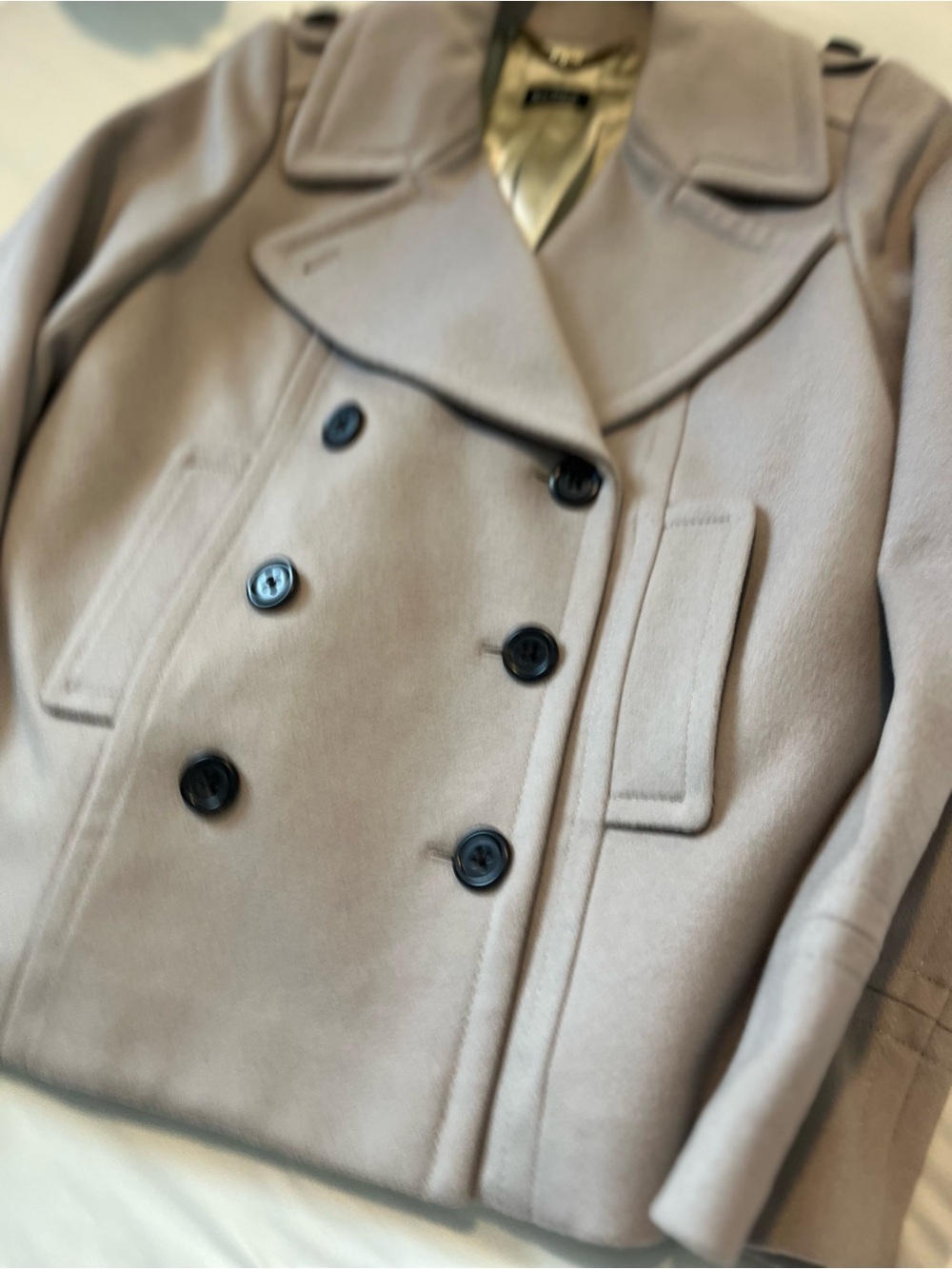 J. Crew Women's Double-Breasted Pea Coat in Light Taupe - Picture 2 of 15